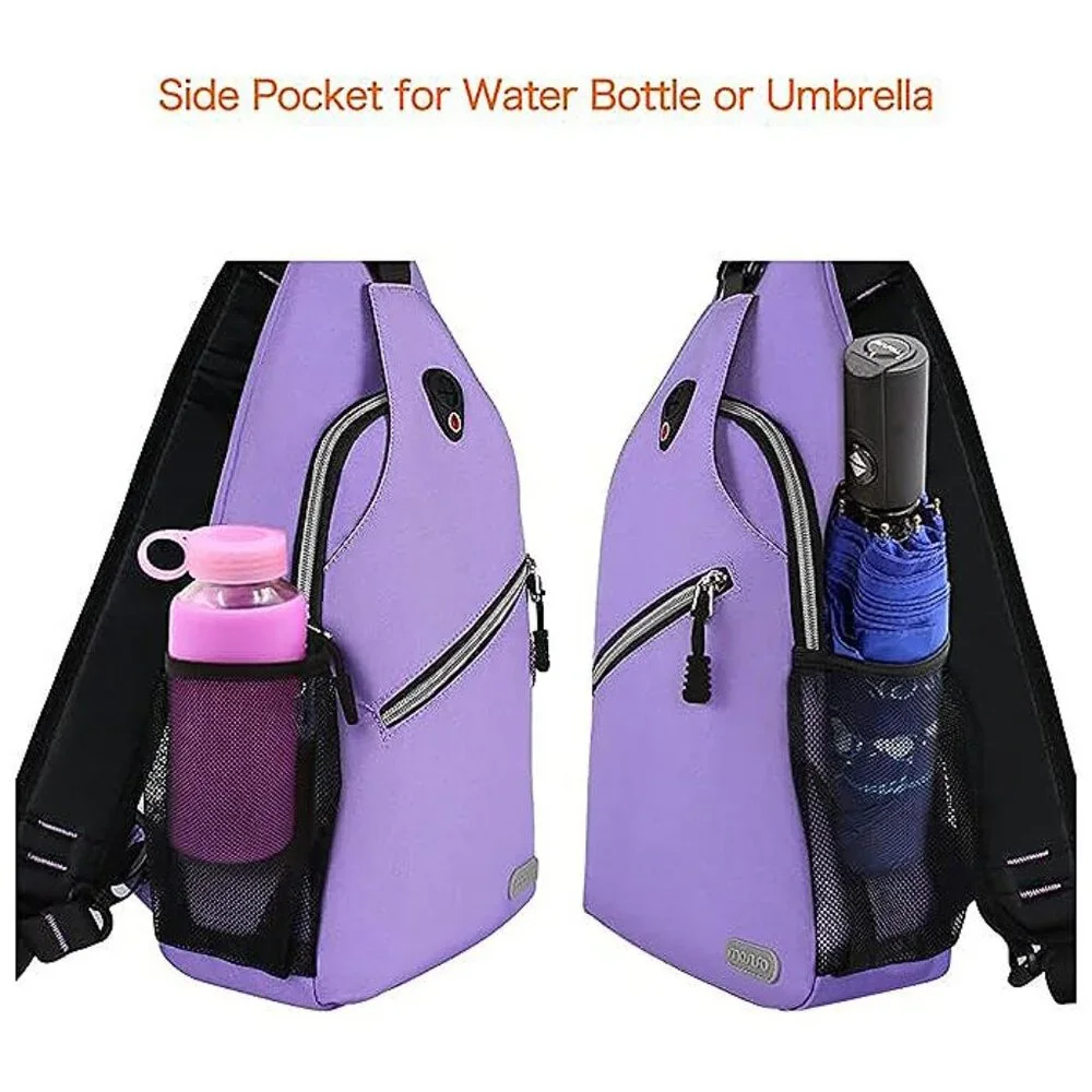 Sling Backpack, Multipurpose Crossbody Shoulder Bag Travel Hiking Light Purple - Picture 6 of 6